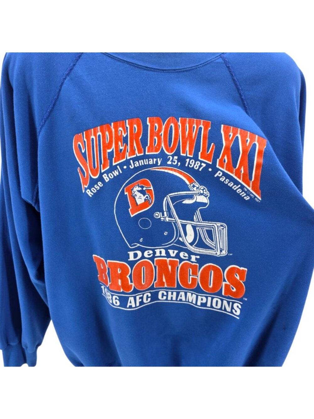 Vintage Trench Mens XL Sweatshirt Denver Broncos Super Bowl XXI 1987 Rose Bowl - Picture 2 of 11